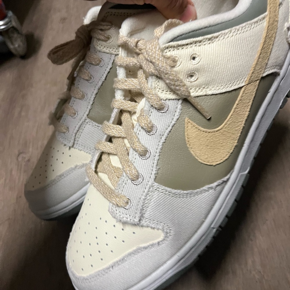 Nike dunk low women’s light bone dark stucco canvas size 12 fz4341-100 new
